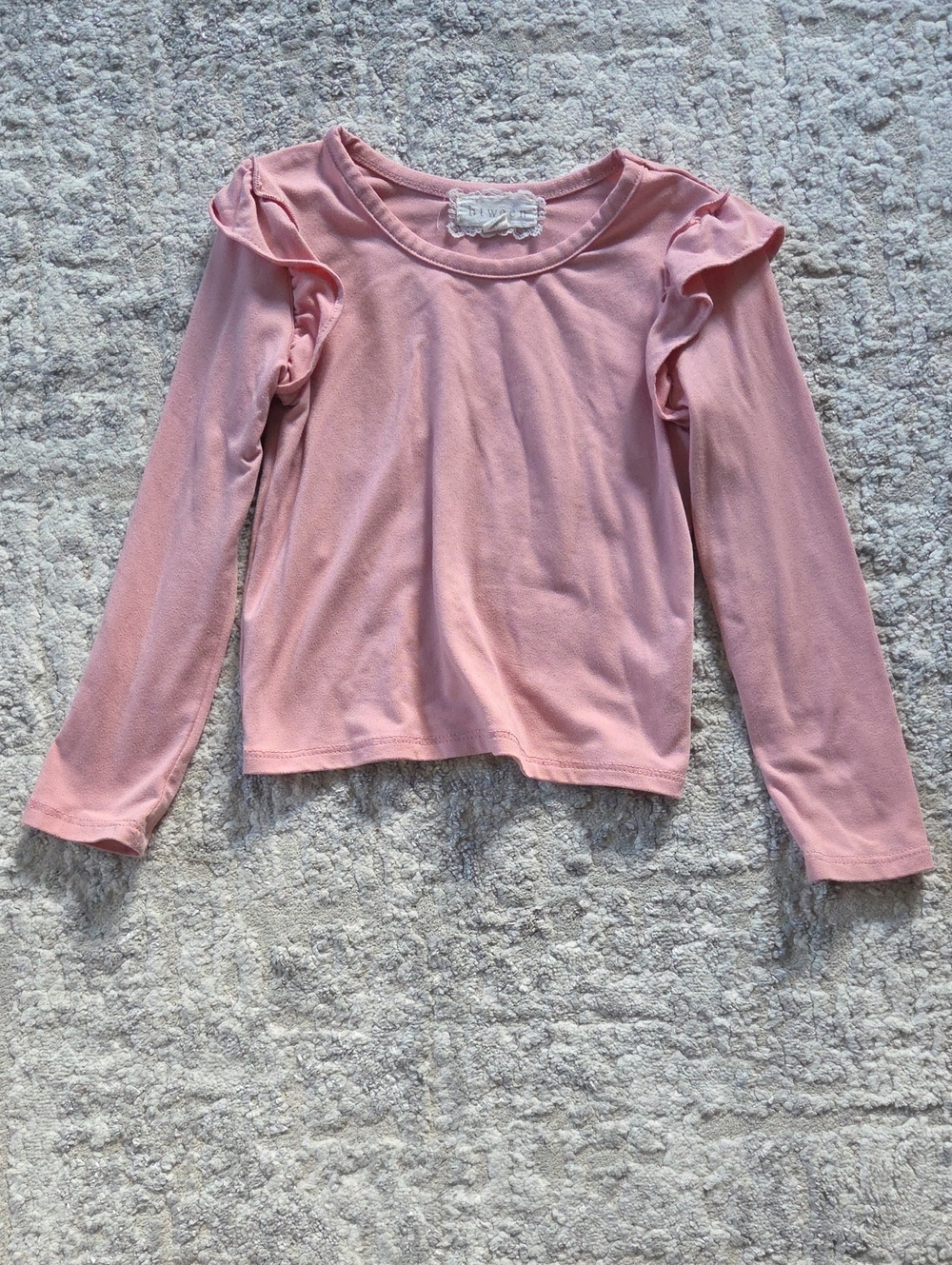 Btween Pink Long Sleeve Ruffle Shoulder Top Size 3T